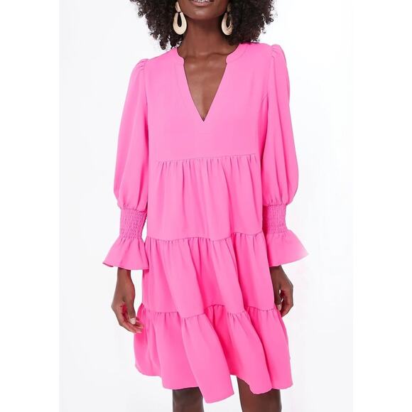 Pomander Place Tuckernuck Women’s Electric Pink Crepe Kenzo Dress Sz XS Barbie - Picture 1 of 13